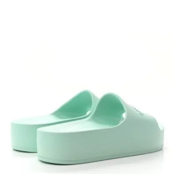 100% - New Authentic BALENCIAGA  Rubber Womens Chunky Slide Sandals 36 Green Aq… - Picture 6 of 10